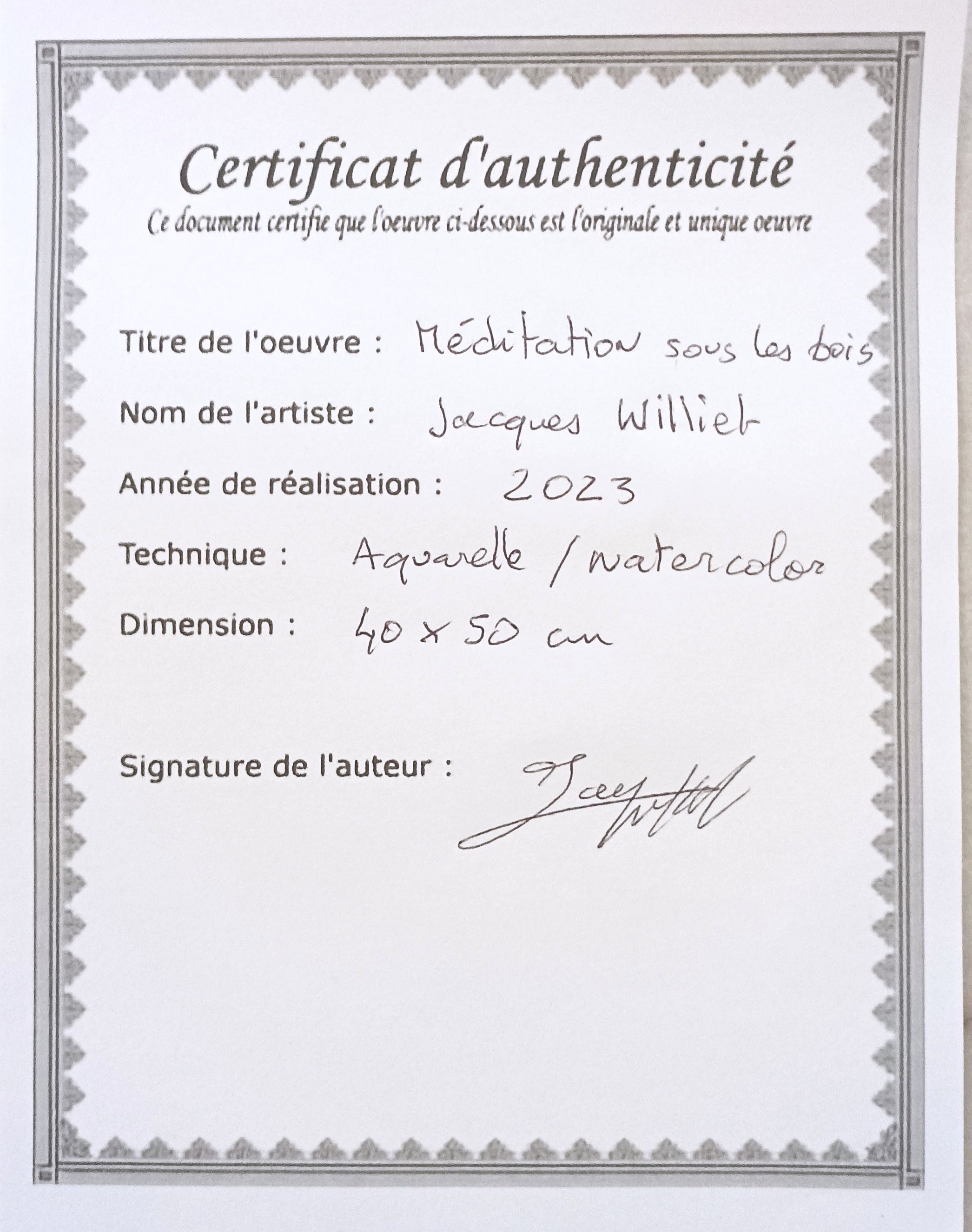 Méditation sous les bois - Jacques Williet art collectible - Main Image 2