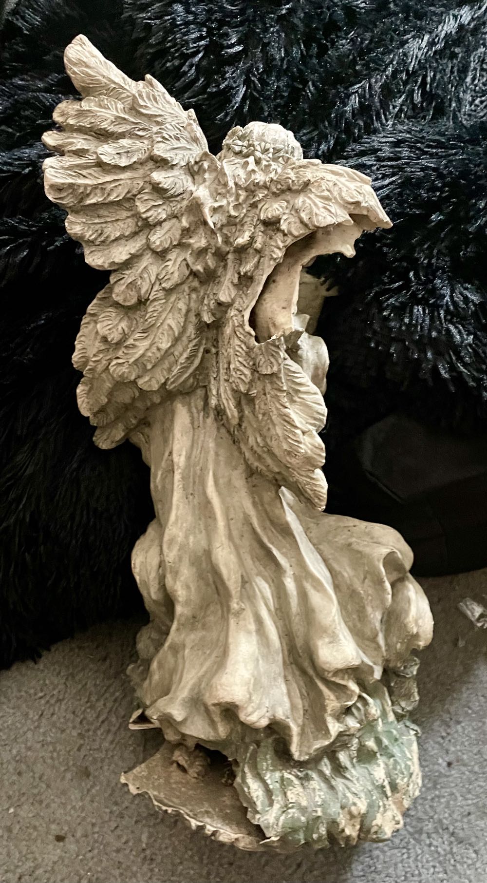 Angel W/Harp Statue - White   art collectible - Main Image 3