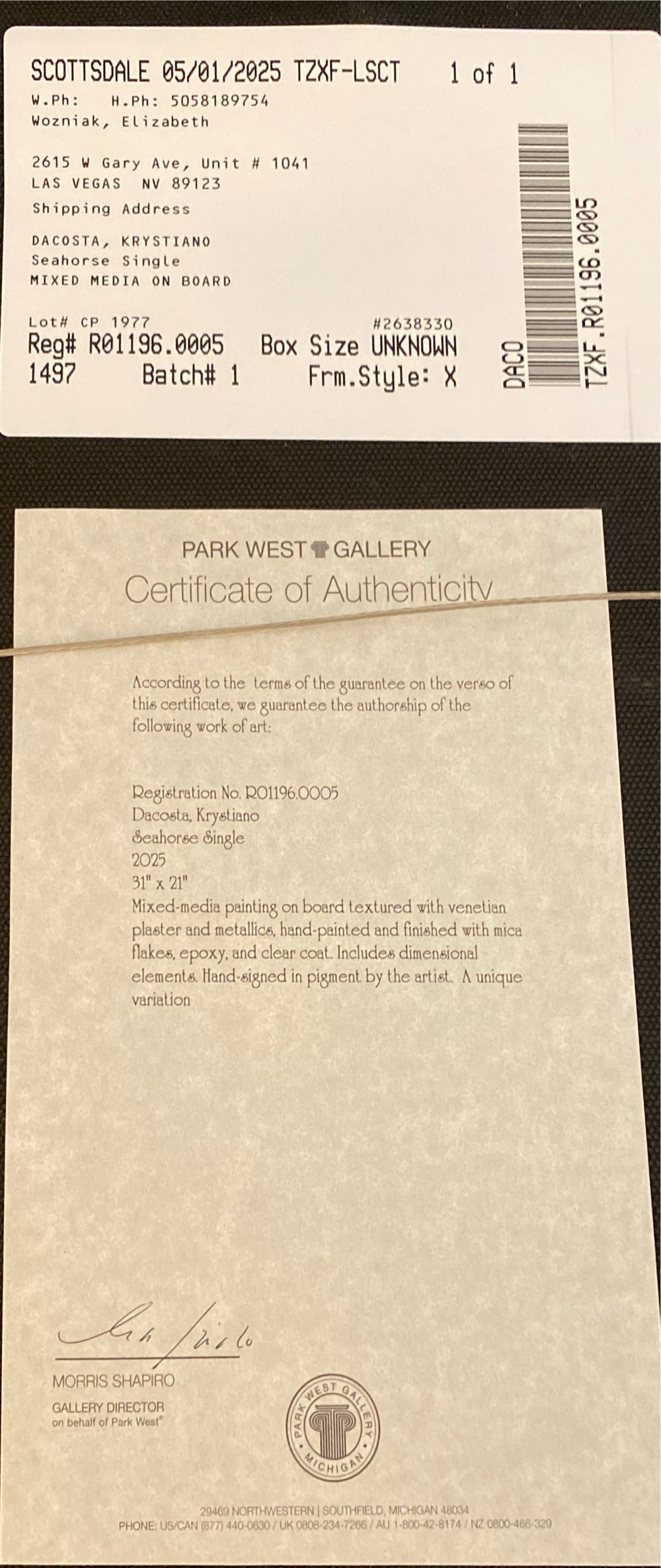 Seahorse Single - Krystiano DaCosta art collectible - Main Image 3