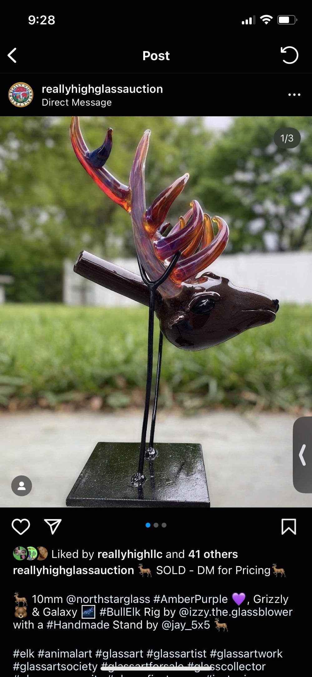 Izzytheglassblower Elk Head - @Izzytheglassblower art collectible - Main Image 2