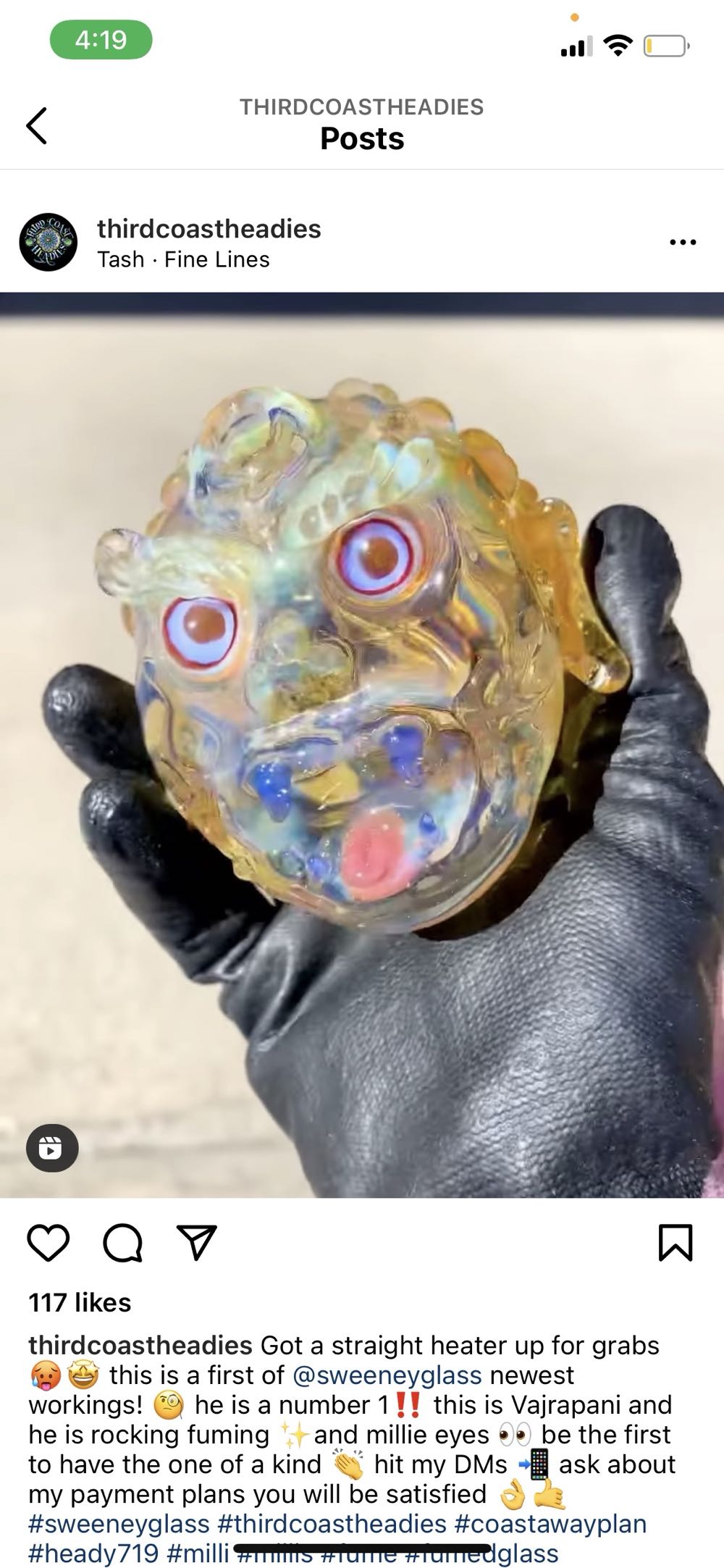 Sweeneyglass Vajrapani Head - @SweeneyGlass art collectible - Main Image 2