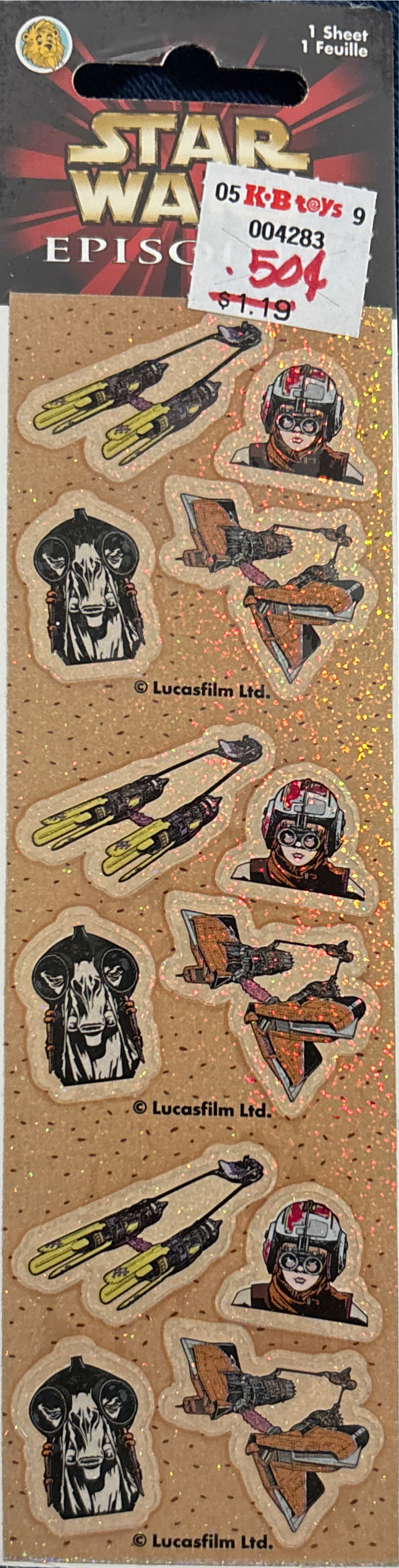 Vintage The Phantom Menace Sandylion Star Wars Episode 1 Stickers 1 Stickers! Stickers! I Packs Sticker  art collectible [Barcode 067901362170] - Main Image 2