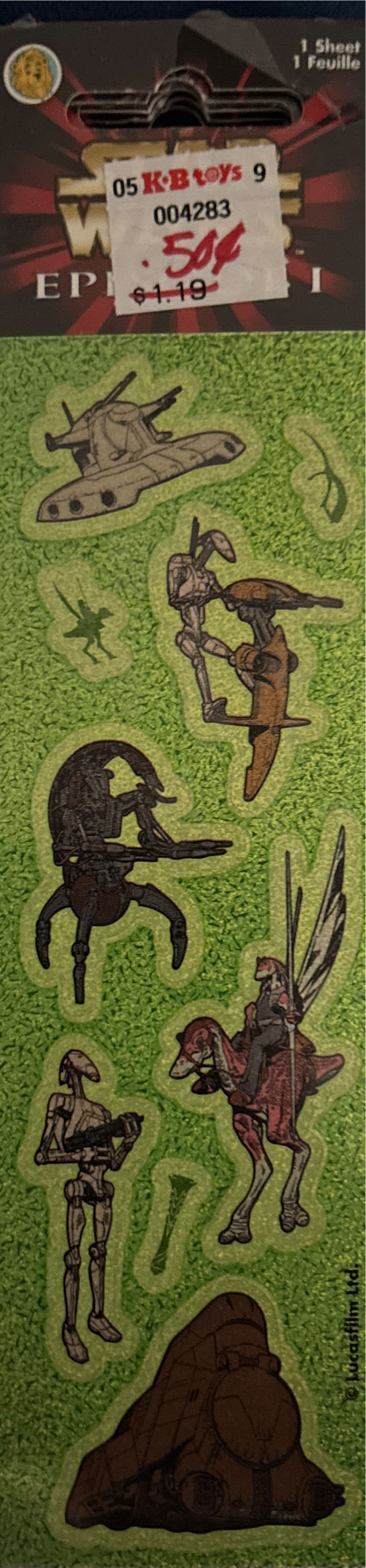 Wars Sealed Sandylion Star Wars Episode 1 Stickers 1 Sheet Jar  art collectible [Barcode 067901362217] - Main Image 2