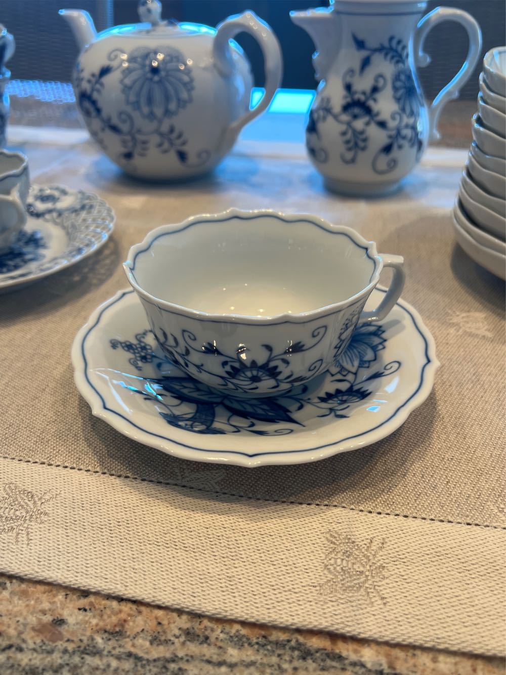 Meissen Blue Onion Tea Cup And Saucer  art collectible - Main Image 2