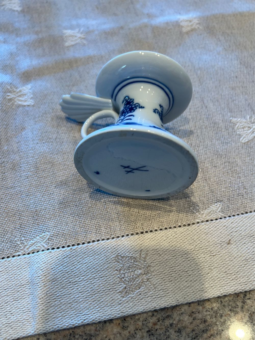 Meissen Blue Onion Candle Holder With Handle  art collectible - Main Image 2