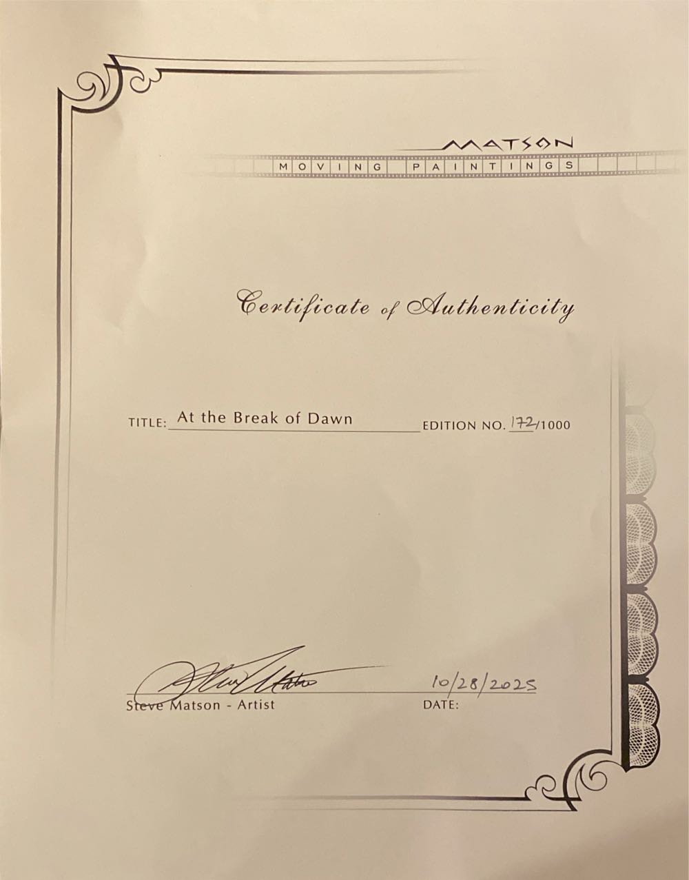 At The Break Of Dawn - Roy Tabora and Steve Matson art collectible - Main Image 3