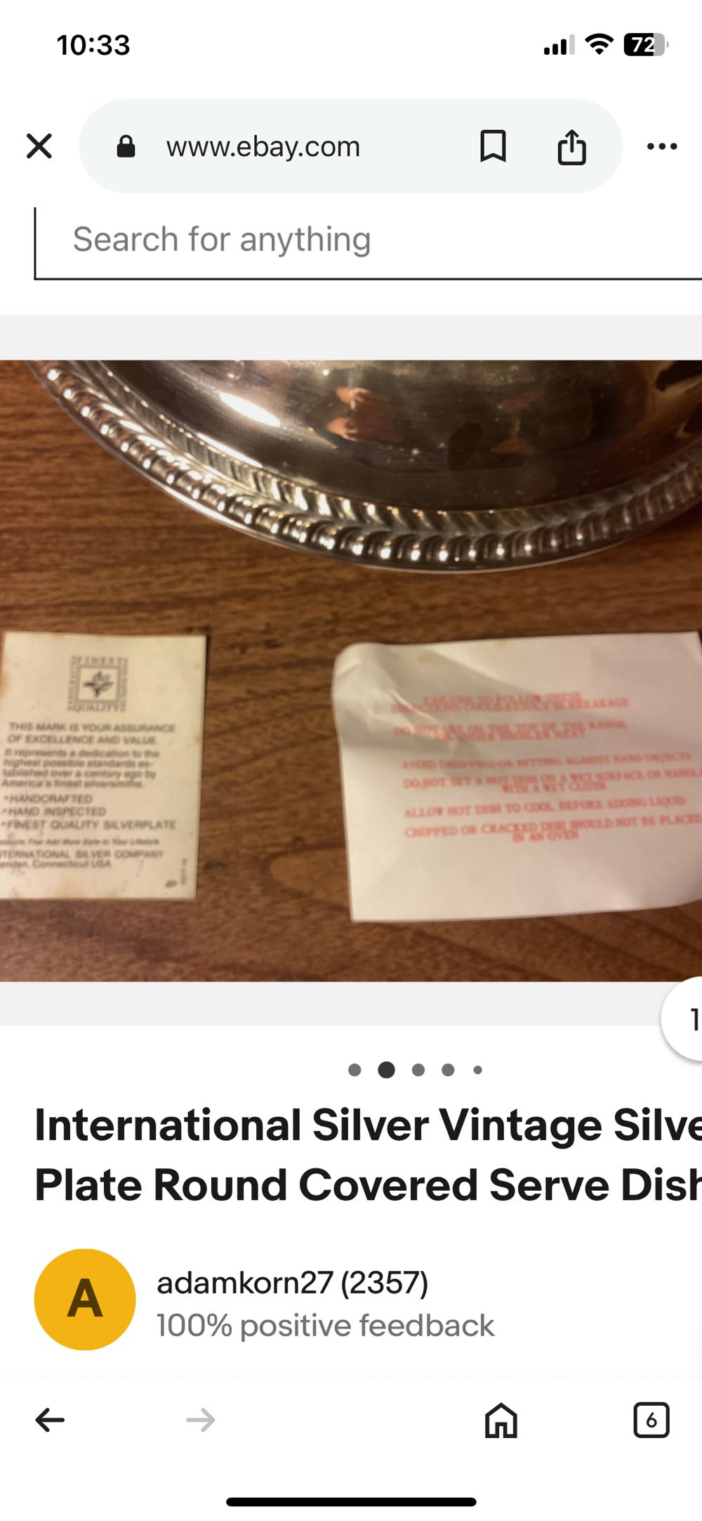 Serving Dish - Covered - International Silver art collectible - Main Image 4