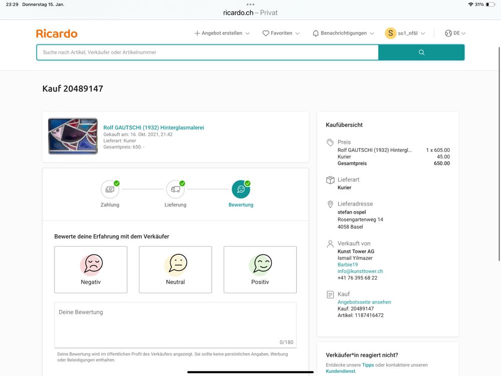 Ohne Titel (Fisch) - Rolf , Basel 1932 - Olten 2016 Gautschi art collectible - Main Image 4