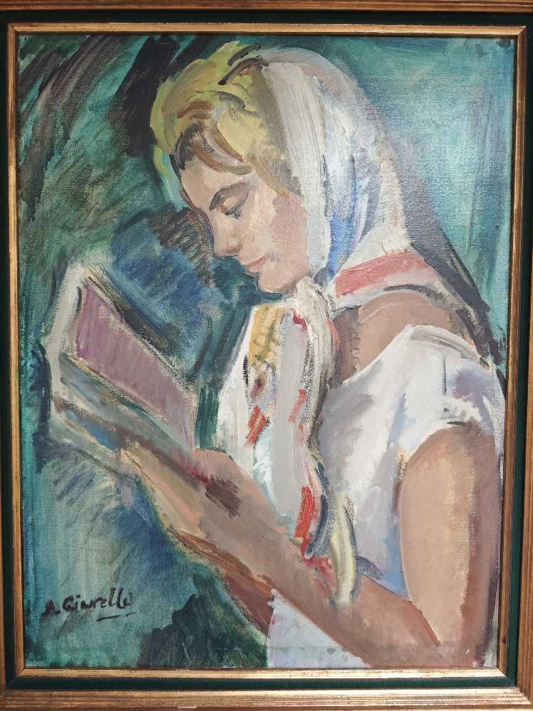 Portrait De Femme Au Foulard Lisant  - Gianelli Antoine art collectible - Main Image 2