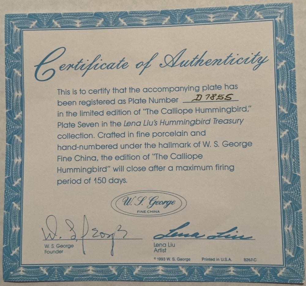 The Calliope Hummingbird - Lena Liu art collectible - Main Image 3