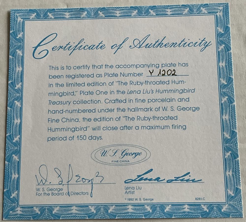 The ruby throated Hummingbird – Der Rubinkehl–Kolibri - Lena Liu art collectible - Main Image 3