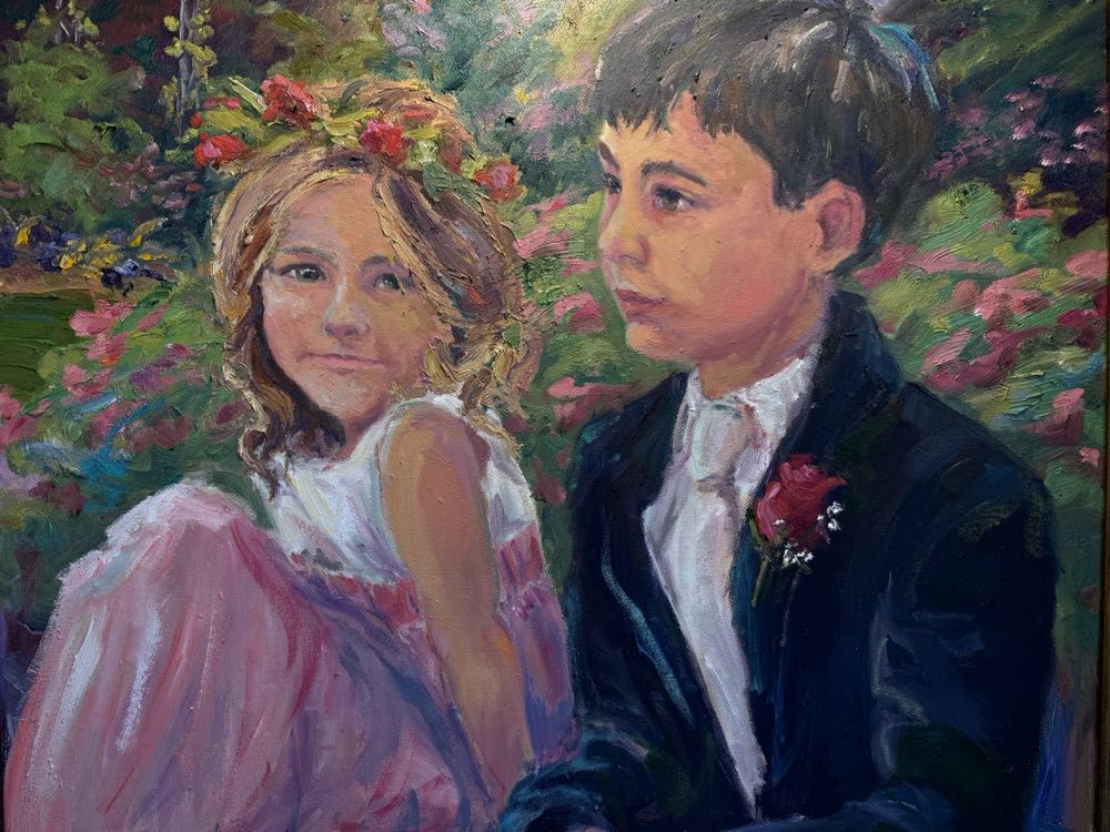 Mason and Abby at Elizabeth’s Wedding - Kristen Vaughan Hess art collectible - Main Image 2