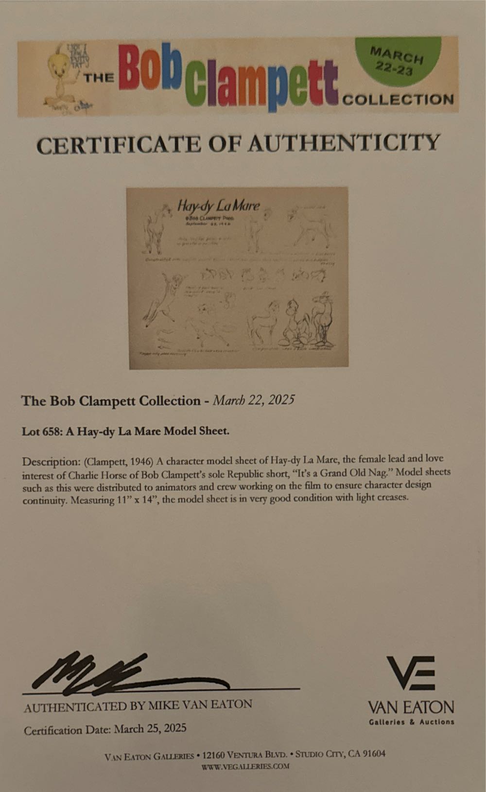 Model Sheet “Charlie Horse” - Bob Clampett art collectible - Main Image 2