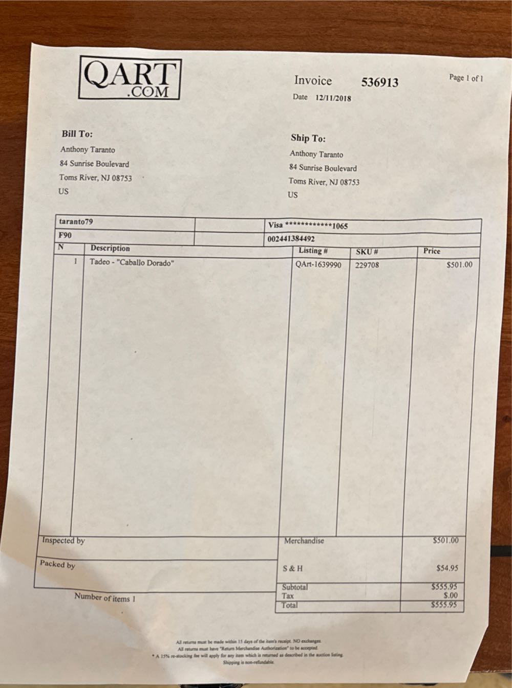 Caballo Dorado - TADEO ZAVALETO art collectible - Main Image 2