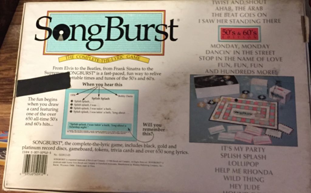 Songburst 50’s&60’s  (3+) board game collectible [Barcode 033500509124] - Main Image 2