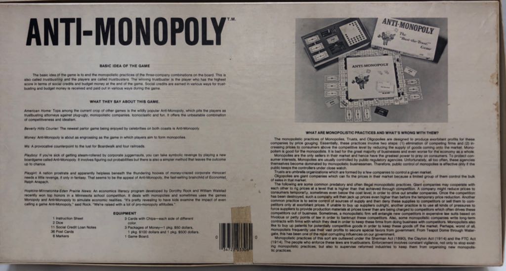 Anti-Monopoly  (2-6) board game collectible [Barcode 034722033060] - Main Image 2