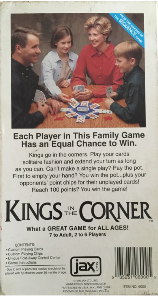 Kings In The Corner  (2-6) board game collectible [Barcode 035261060005] - Main Image 2