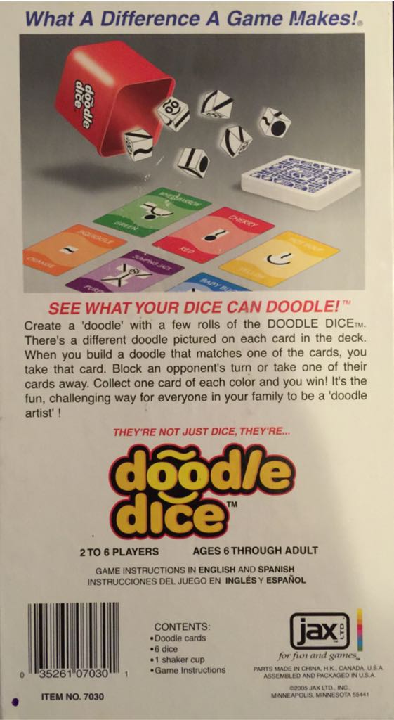 Doodle Dice  (2-6) board game collectible [Barcode 035261070301] - Main Image 2