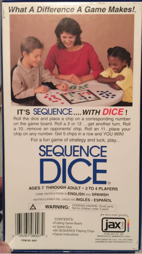 Sequence Dice  (2-4) board game collectible [Barcode 035261080072] - Main Image 2