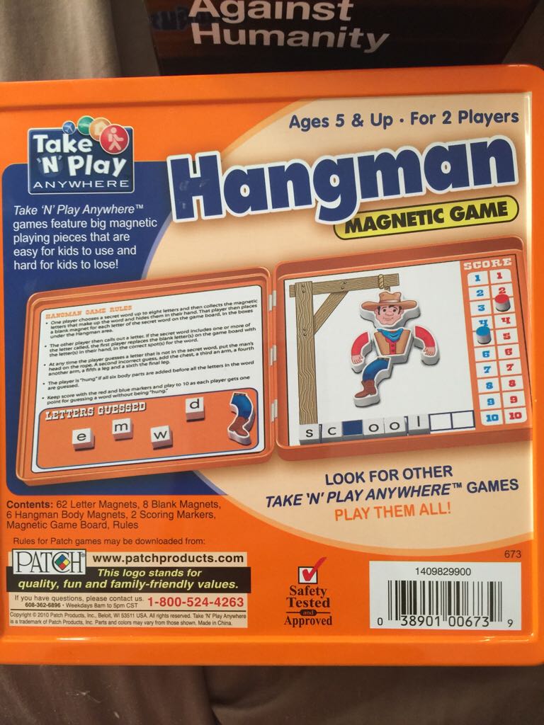 Hangman Magnetic Game  (2) board game collectible [Barcode 038901006739] - Main Image 2