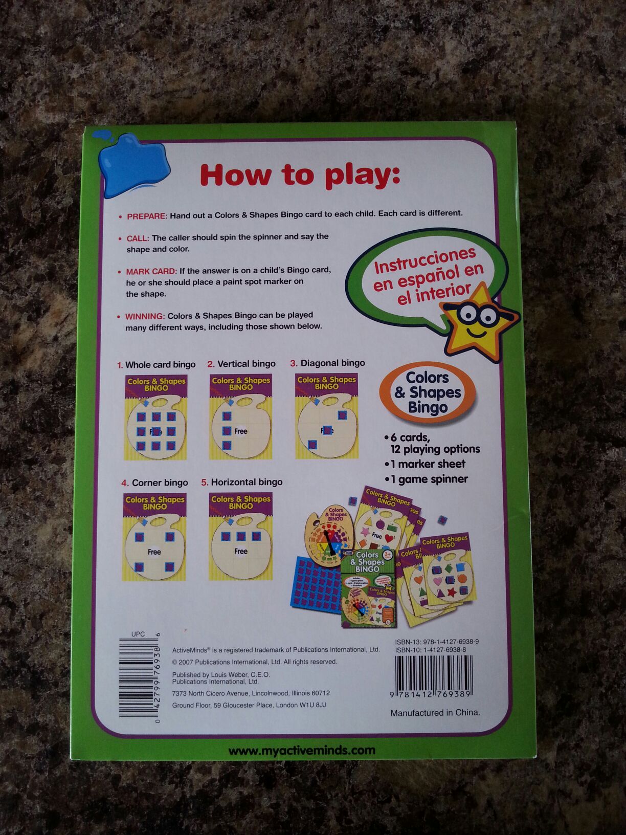 Colors and Shapes Bingo  (2-6) board game collectible [Barcode 042799769386] - Main Image 2