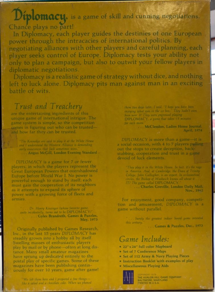 Diplomacy  (7) board game collectible [Barcode 045708008194] - Main Image 2