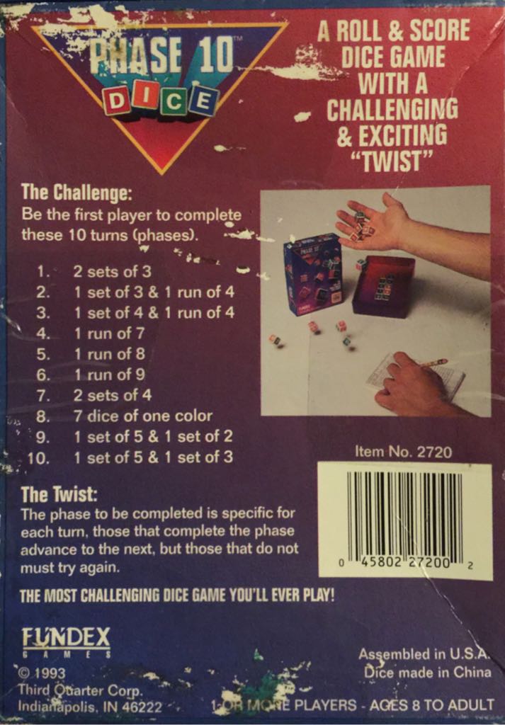 Phase 10: Dice  (1-8) board game collectible [Barcode 045802272002] - Main Image 2