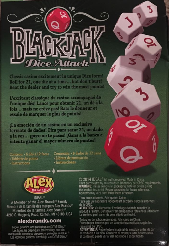 Blackjack Dice Attack  (2-8) board game collectible [Barcode 045802277908] - Main Image 2