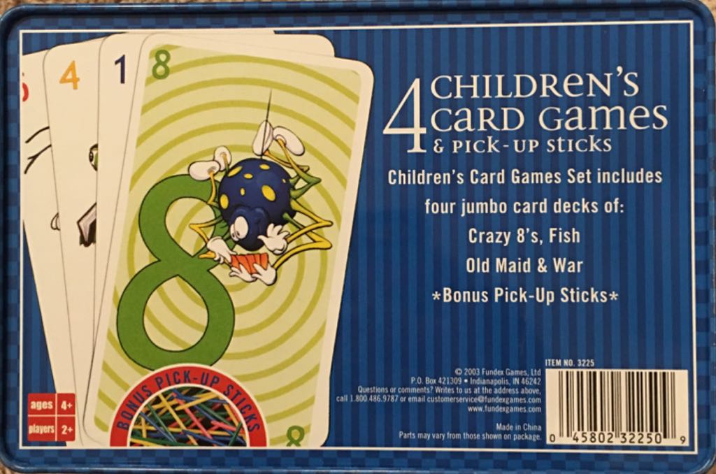 4 Children’s Card Games & Pick-Up Sticks  (2+) board game collectible [Barcode 045802322509] - Main Image 2