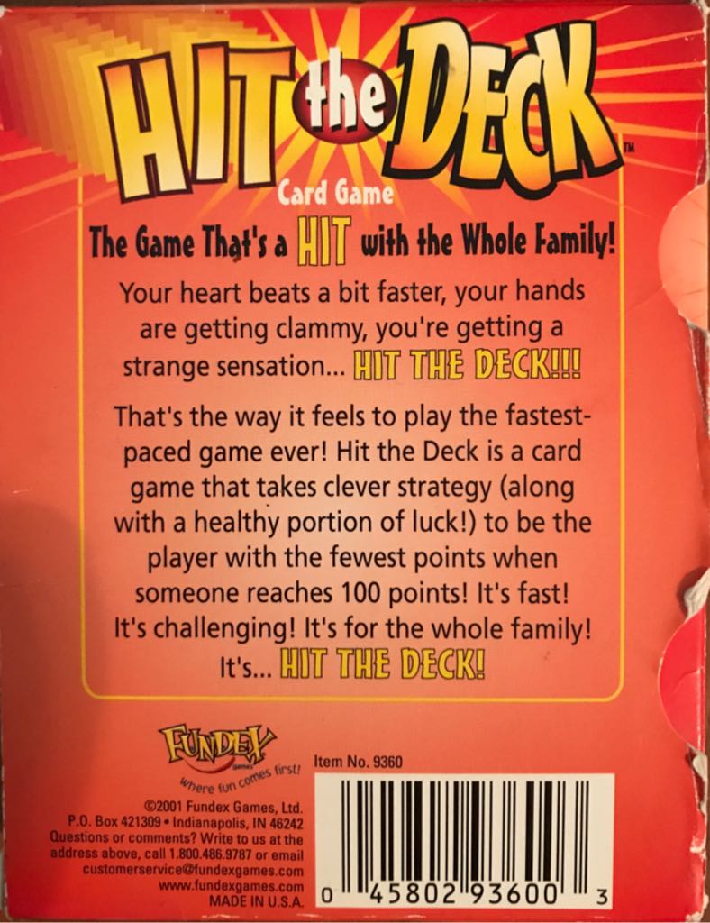 Hit the Deck Card Game  (2-6) board game collectible [Barcode 045802936003] - Main Image 2