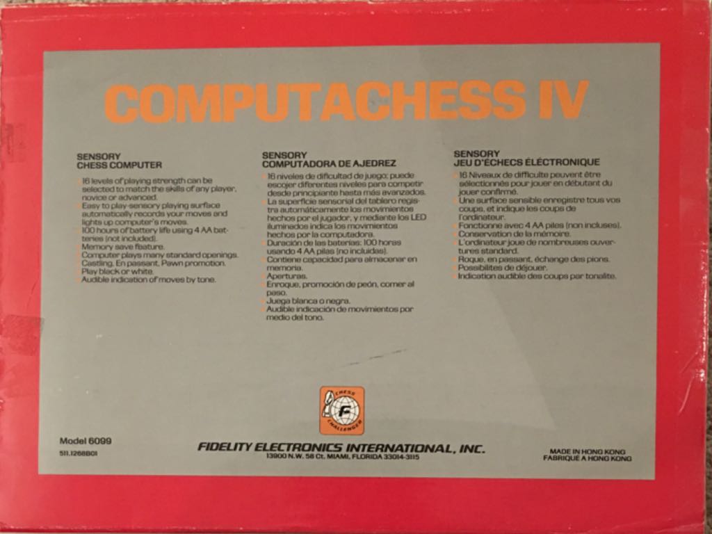 Computachess IV  (1) board game collectible [Barcode 017223060995] - Main Image 2