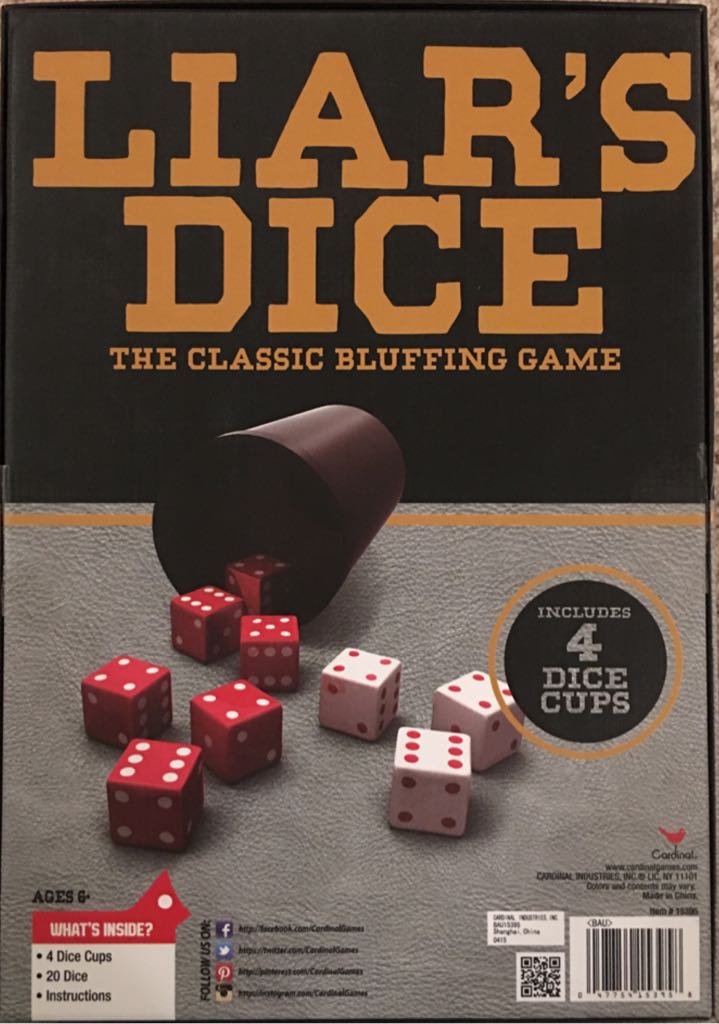 Liar’s Dice  (2-4) board game collectible [Barcode 047754153958] - Main Image 2