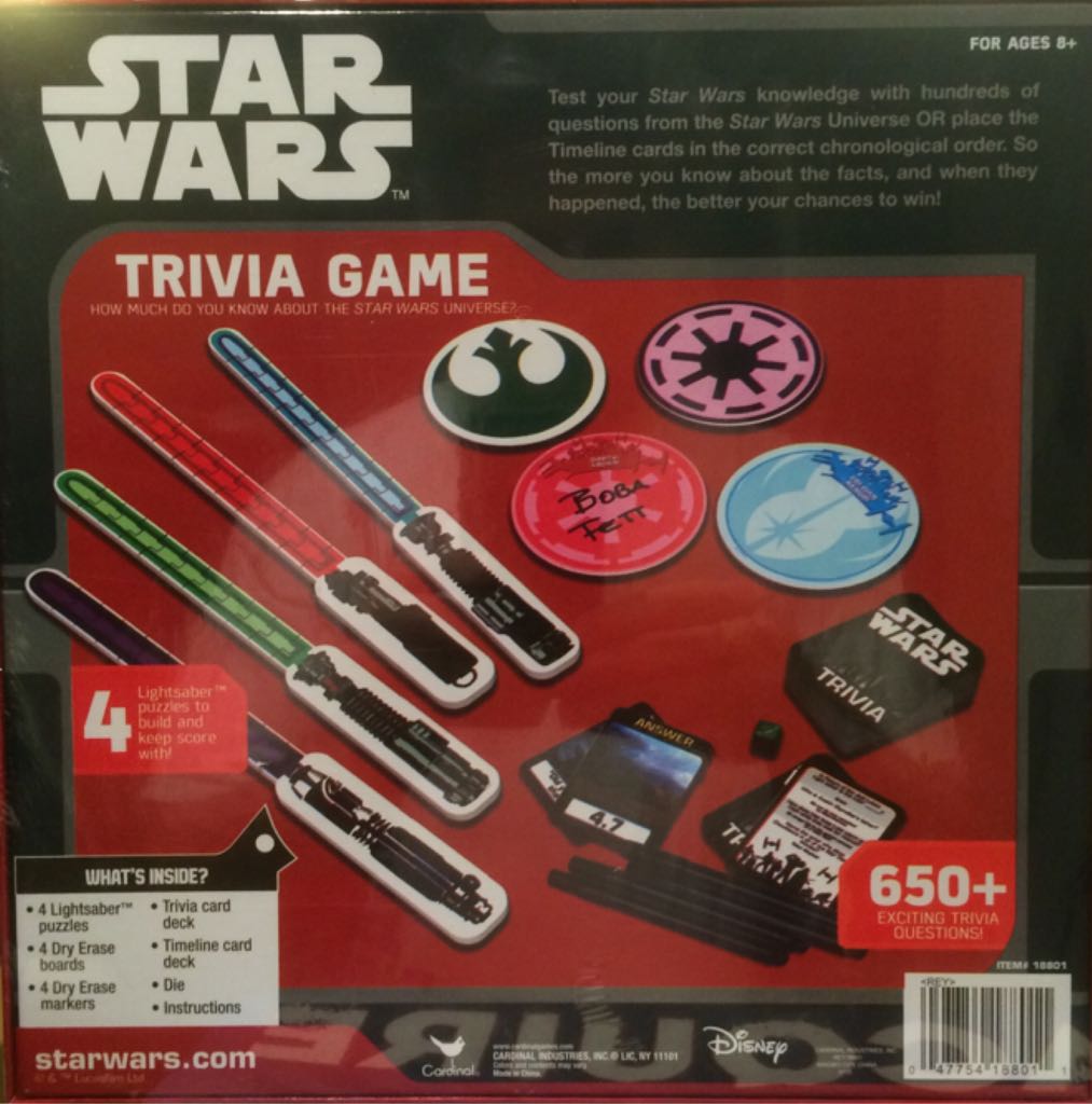 Star Wars Trivia Game  (2-4) board game collectible [Barcode 047754188011] - Main Image 2