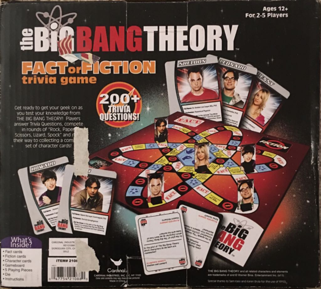 The Big Bang Theory Fact Or Fiction Trivia Game  (2-5) board game collectible [Barcode 047754210880] - Main Image 2