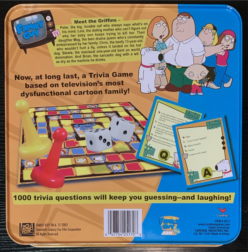 Family Guy Trivia Game  (2+) board game collectible [Barcode 047754251708] - Main Image 2