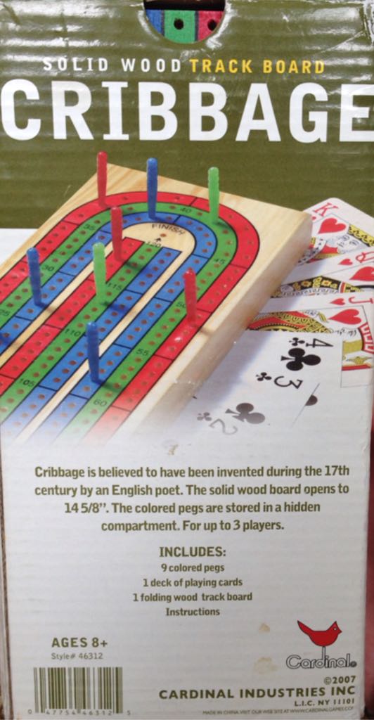 Cribbage (Travel Games Version)  (2-3) board game collectible [Barcode 047754463125] - Main Image 2