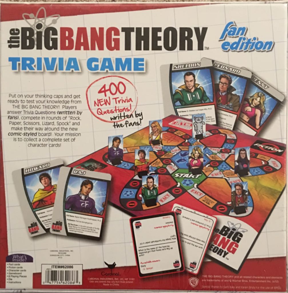 Big Bang Theory Fact or Fiction Trivia Game Fan Edition  (2-8) board game collectible [Barcode 047754620863] - Main Image 2