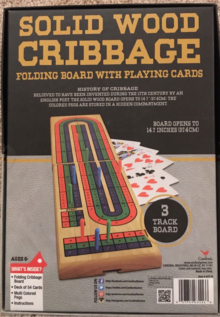 Cribbage  (2-4) board game collectible [Barcode 047754631166] - Main Image 2