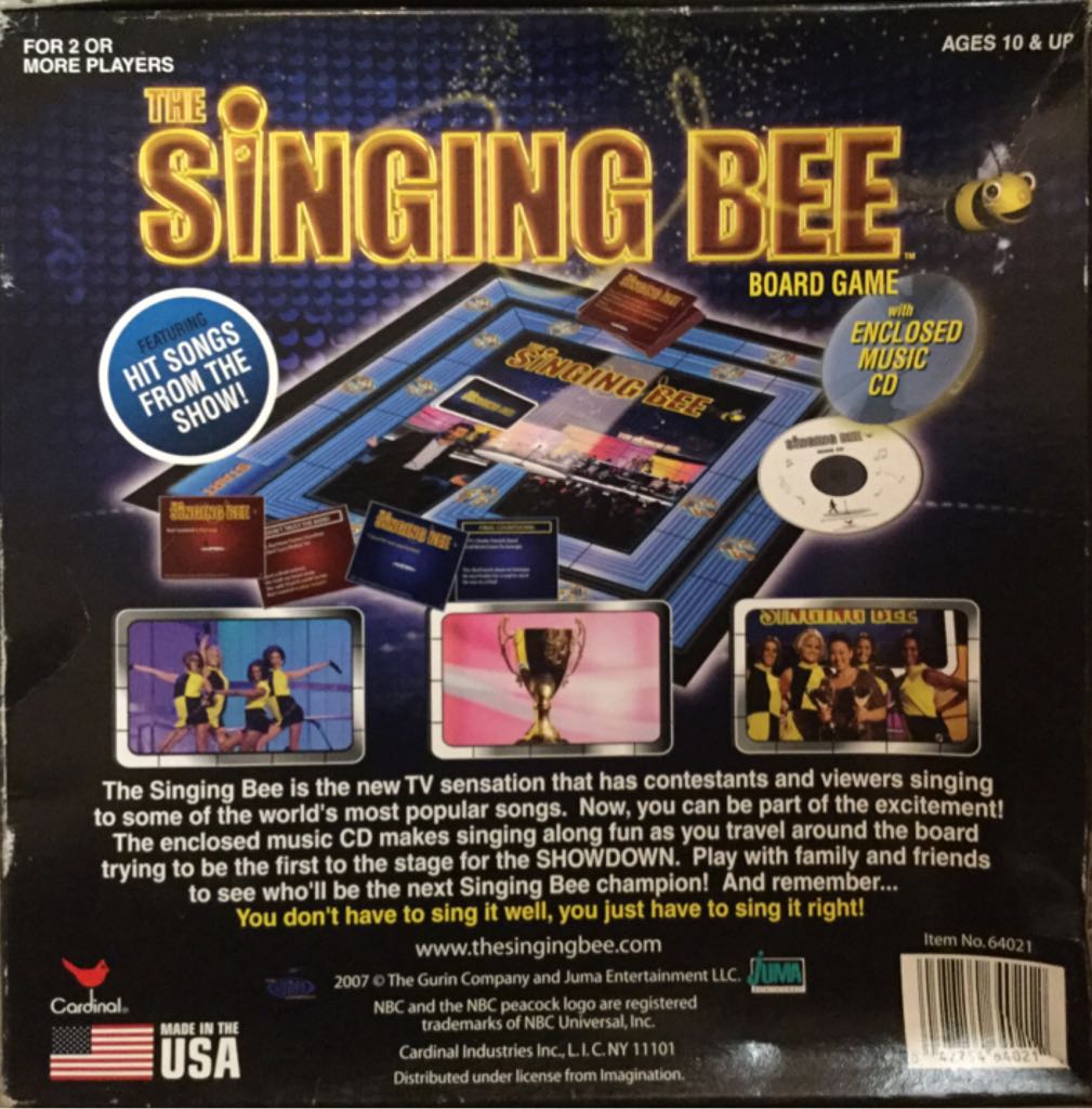 Singing Bee, The  (2+) board game collectible [Barcode 047754640212] - Main Image 2