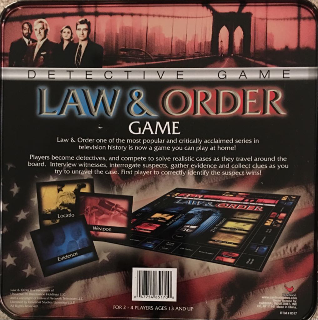 Law & Order  (2-4) board game collectible [Barcode 047754851700] - Main Image 2
