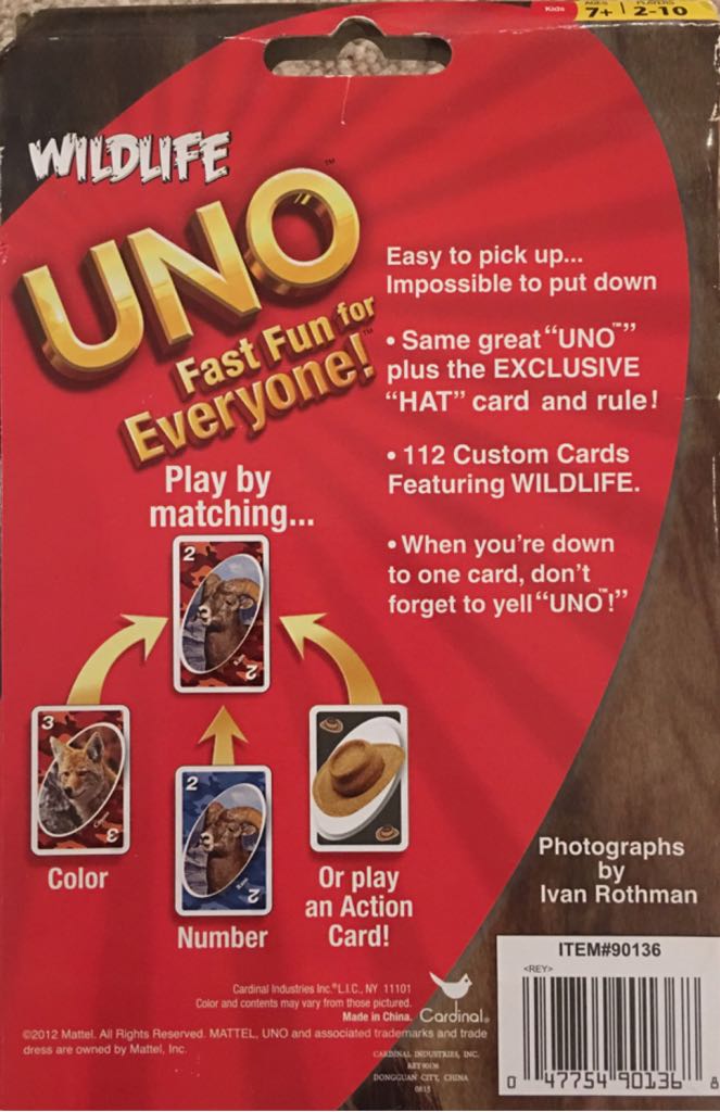 UNO : Wildlife  (2-10) board game collectible [Barcode 047754901368] - Main Image 2