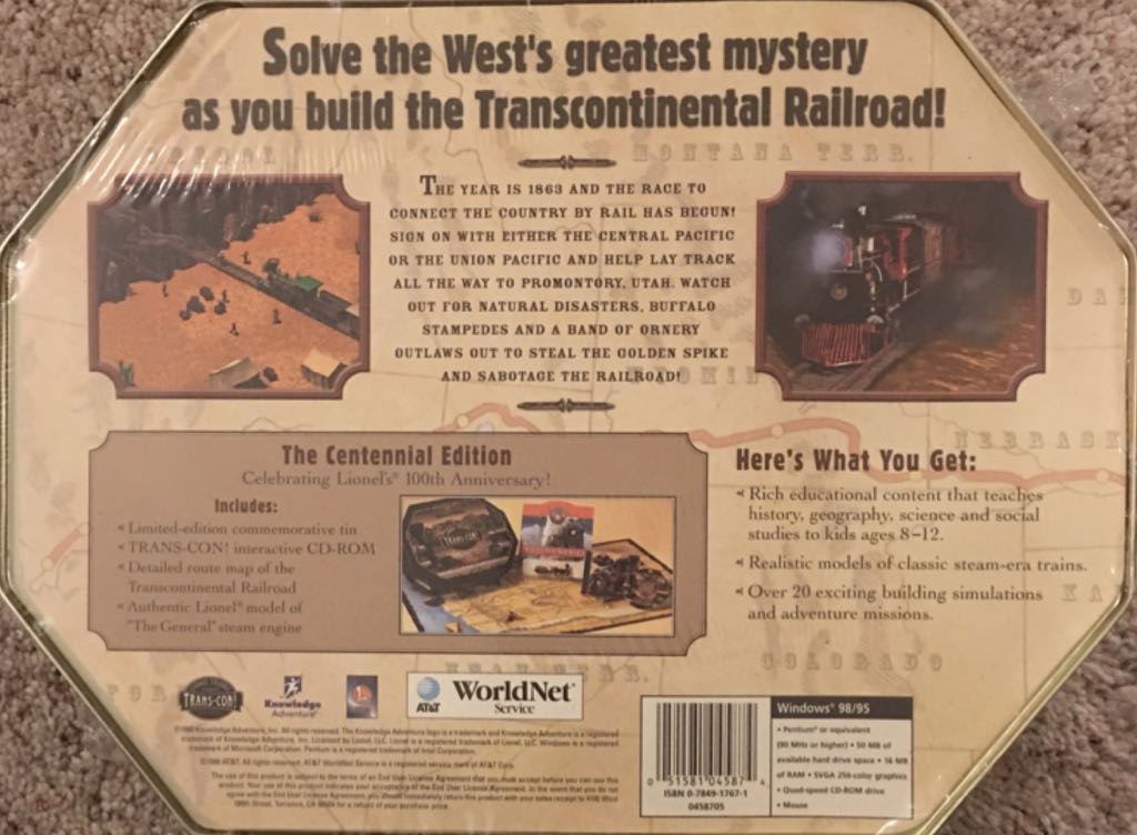 Lionel Trains Presents Trans-Con! : Centennial Edition  board game collectible [Barcode 051581045874] - Main Image 2