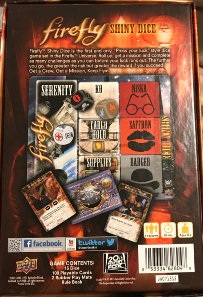 Firefly - Shiny Dice  (1-5) board game collectible [Barcode 053334828048] - Main Image 2