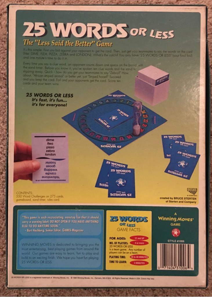 25 Words or Less  (4-99) board game collectible [Barcode 071404310064] - Main Image 2