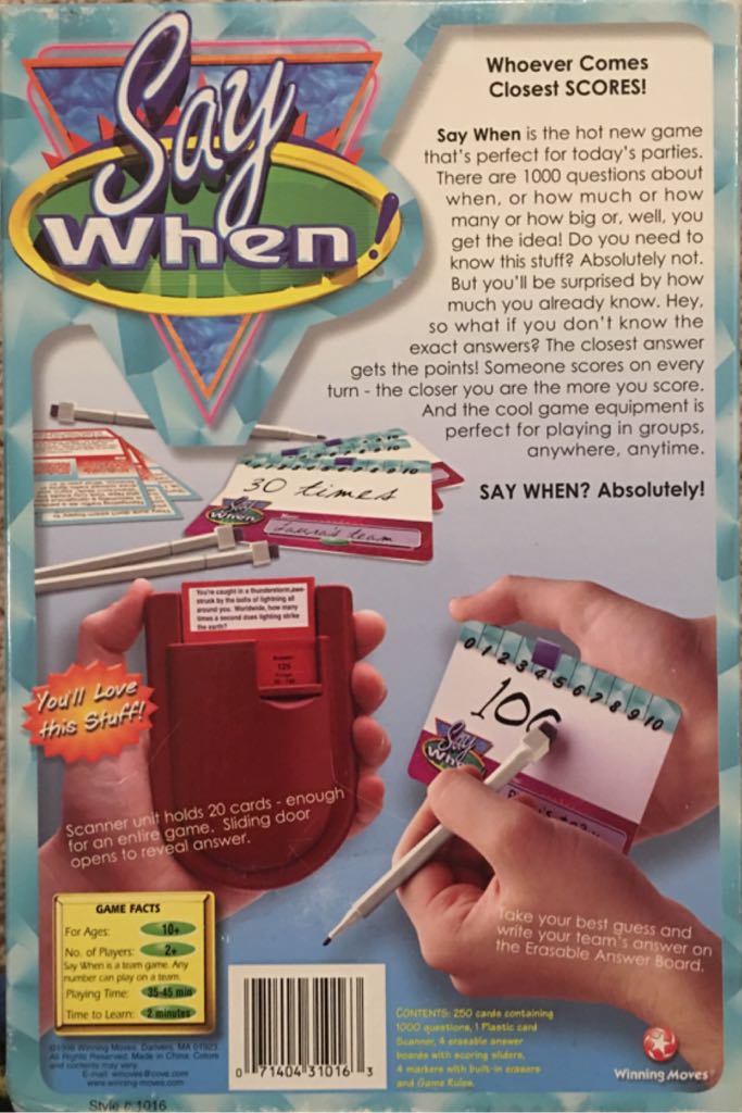 Say When!  (2+) board game collectible [Barcode 071404310163] - Main Image 2