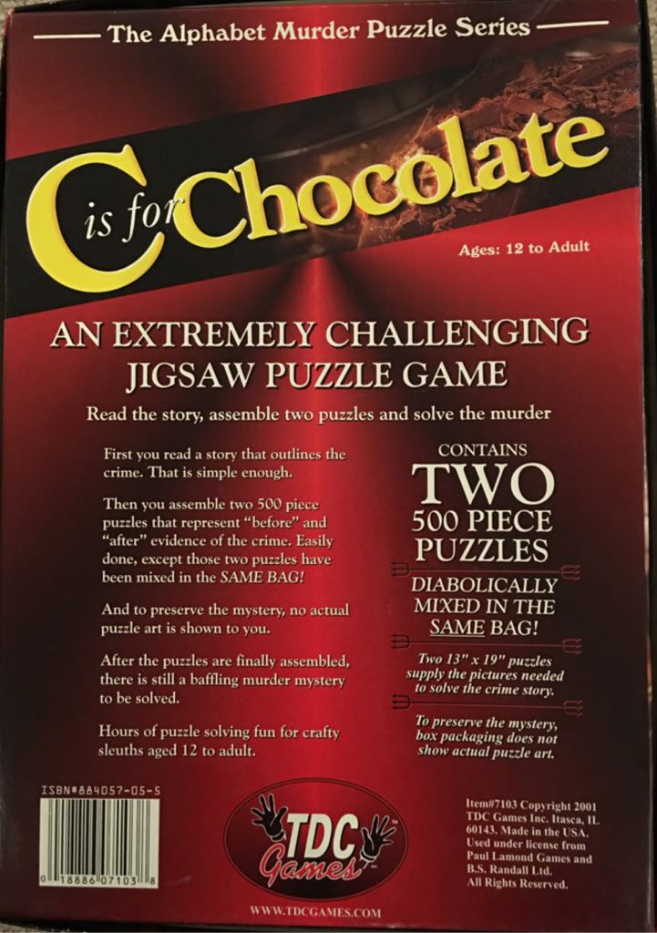 C Is For Chocolate  (1) board game collectible [Barcode 018886071038] - Main Image 2