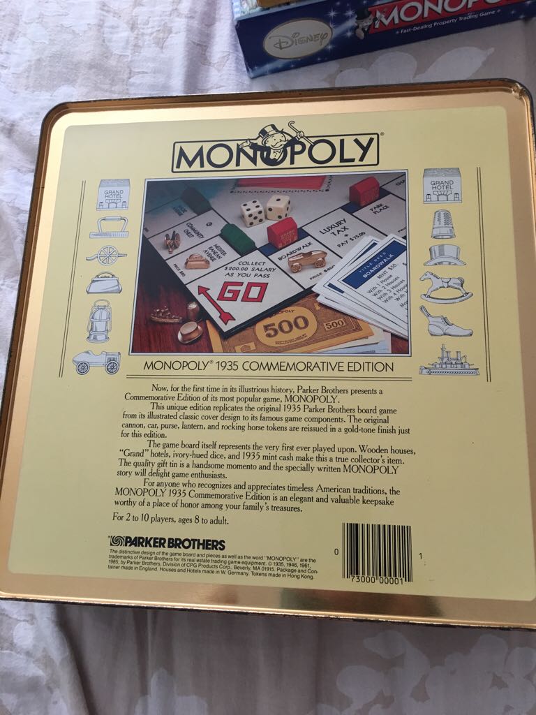 1935 Commemorative Edition Monopoly   (2-10) board game collectible [Barcode 073000000011] - Main Image 2