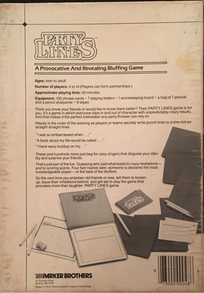 Party Lines  (4-14) board game collectible [Barcode 073000000486] - Main Image 2