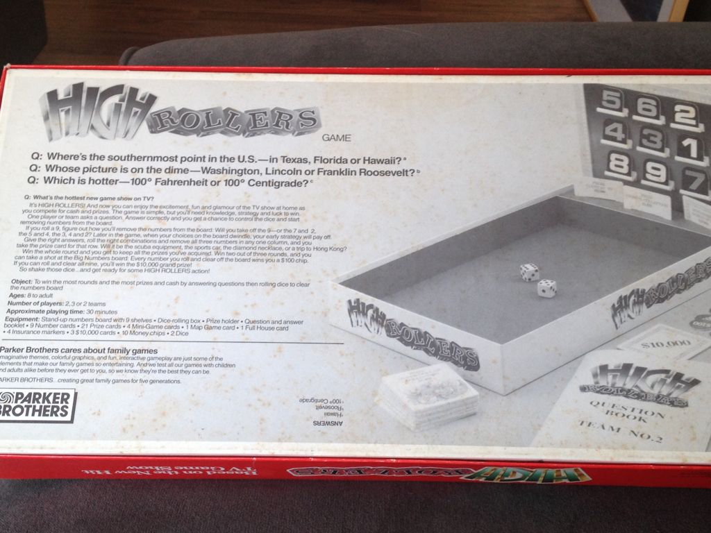 High Rollers  (3-99) board game collectible [Barcode 073000000530] - Main Image 2