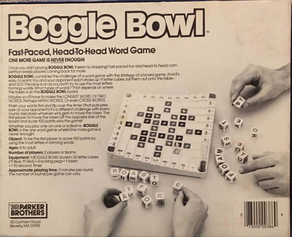Boggle Bowl  (2 Teams or) board game collectible [Barcode 073000003869] - Main Image 2